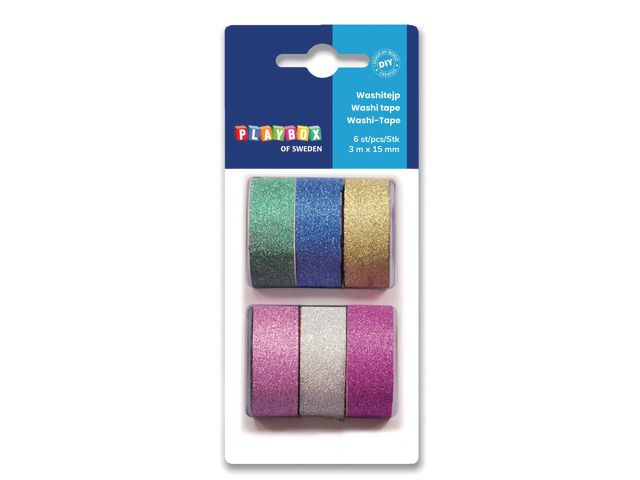 PLAYBOX Washitape glitter 6/fp | Skola och förskola - Hobbymaterial - Tejp | Kontorsexperten