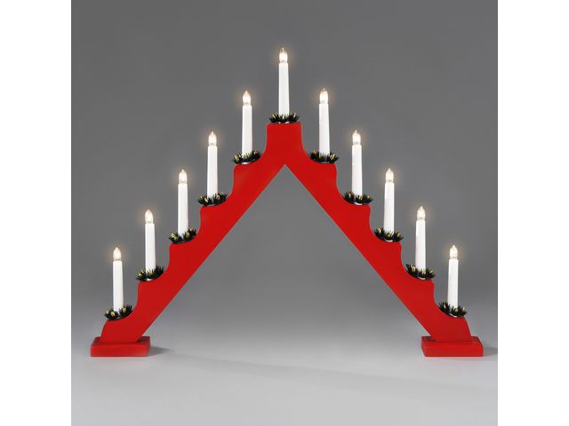 KONSTSMIDE Elljusstake 11 ljus 65,5x51cm trä röd | Kontorsmöbler och inredning - Lampor och belysning - Ljusstakar | Kontorsexperten