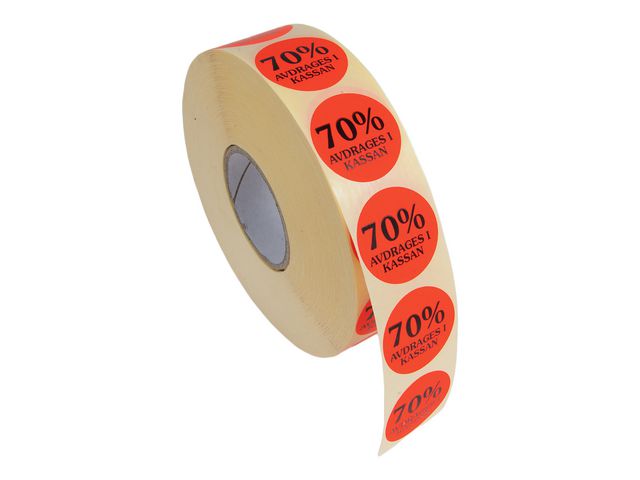 Etikett 70% avdrages i kassan | Kontorsmaterial - Butiksmaterial - Prisetiketter och prismärkare | Kontorsexperten