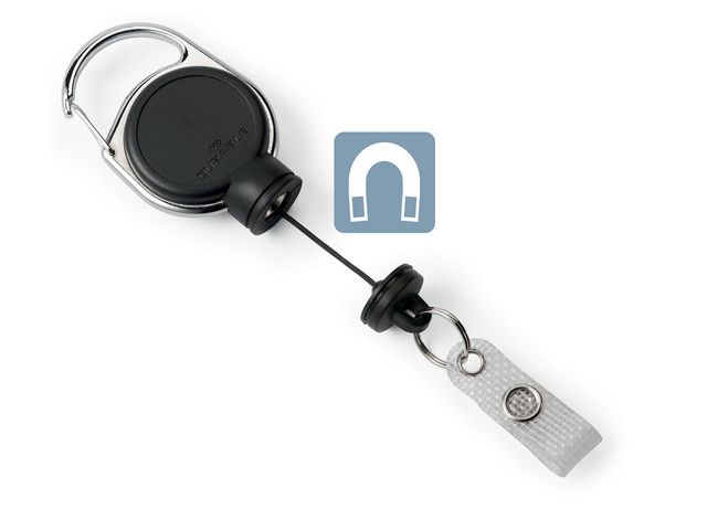 DURABLE Korthållare med metallklämma och jojo, extra kraftig, 60 cm, svart | Kontorsmöbler och inredning - Namnskyltar och korthållare - Korthållare - Yoyo | Kontorsexperten