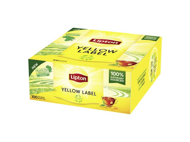 LIPTON Te Yellow Label, svart, 100 inslagna tepåsar 100/fp | Kök och servering - Kaffe och te - Te | Kontorsexperten