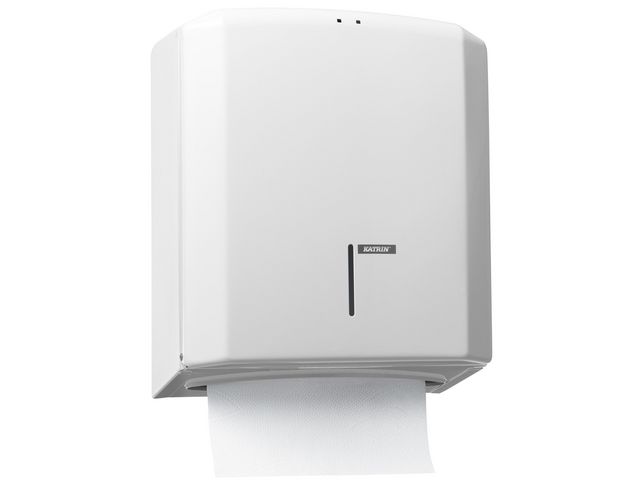 KATRIN Dispenser handdukar M manuell metall vit | Städ och hygien - Toalettpapper och torkpapper - Hållare - Pappershanddukar | Kontorsexperten