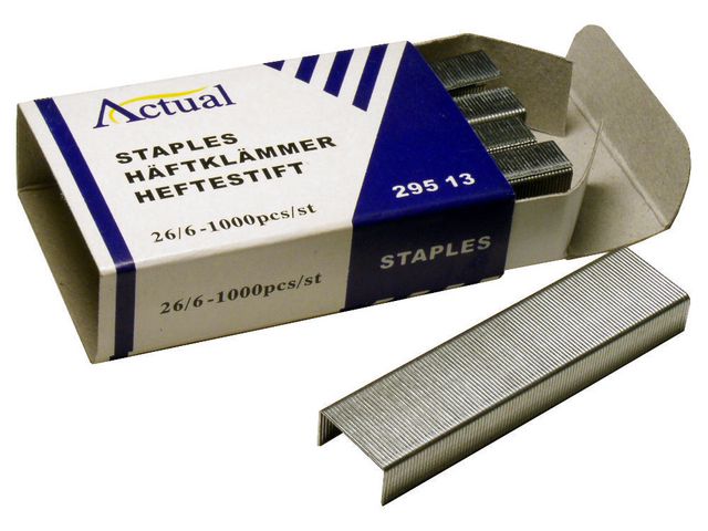 Actual Häftklammer (26/6) 1000/fp | Kontorsmaterial - Till skrivbordet - Häftklammer och tillbehör | Kontorsexperten