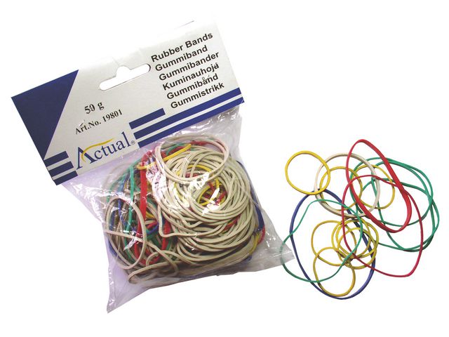 Gummiband blandad storlek 50g | Emballage och lagerutrustning - Bindgarn gummiband och stift - Gummiband | Kontorsexperten