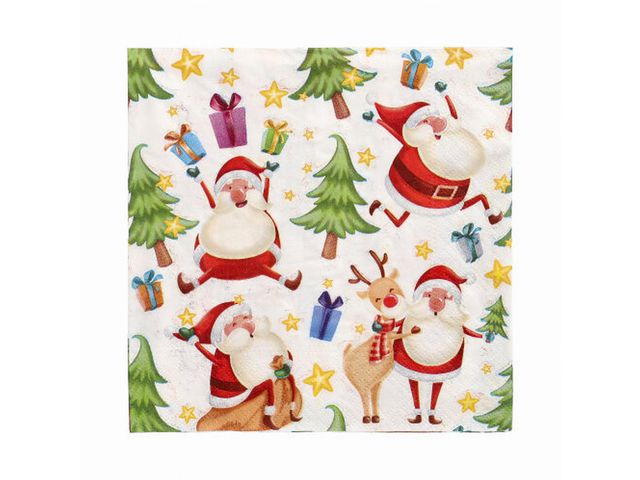 PAPSTAR Servett Happy Santa 3-lags 1/4 33x33cm 20/fp | Kök och servering - Servetter och dukar - Servett - 3-lagers | Kontorsexperten