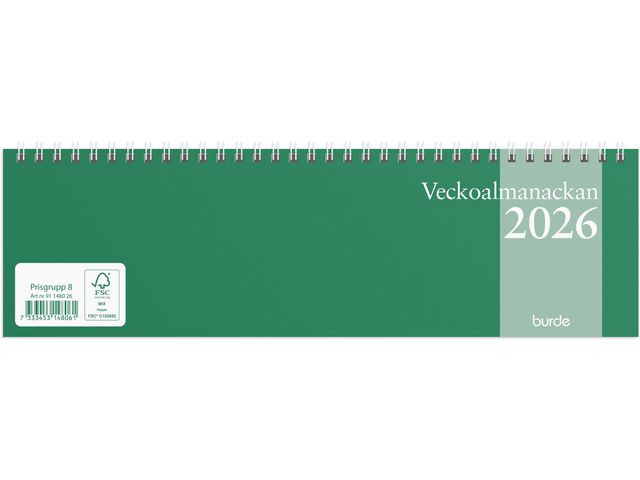 Burde Veckoalmanackan 2026 | Almanackor och kalendrar - Bordskalendrar och skrivunderlägg - Bordskalendrar | Kontorsexperten