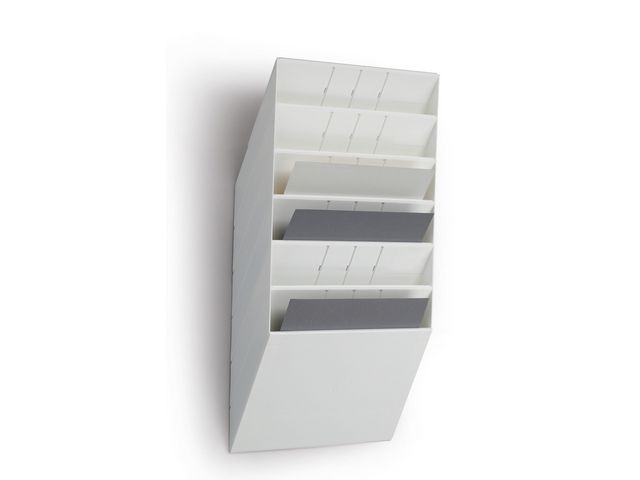 Durable Tidningsställ FLEXIBOXX monteras på vägg 6 fack A4 vit