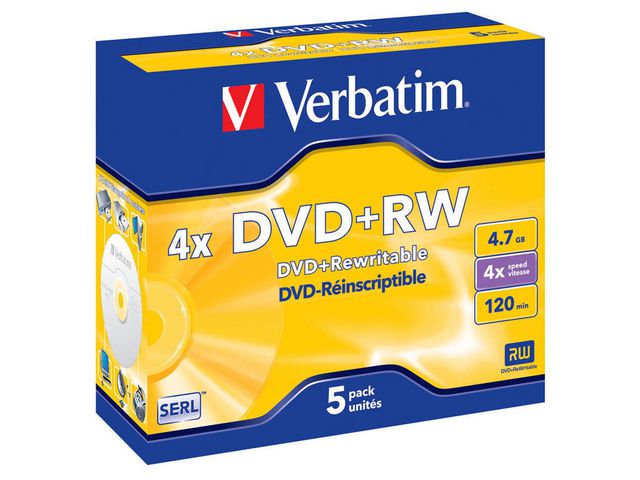Verbatim DVD+RW 4,7GB 5/fp | Datorprodukter - Lagring - DVD-skivor | Kontorsexperten