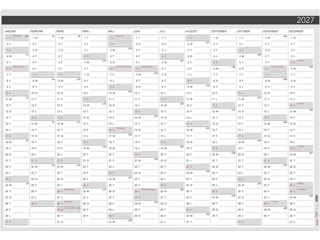 Burde Väggblad Elegant 2027 980x680mm | Almanackor och kalendrar - Väggkalendrar - Väggblad | Kontorsexperten
