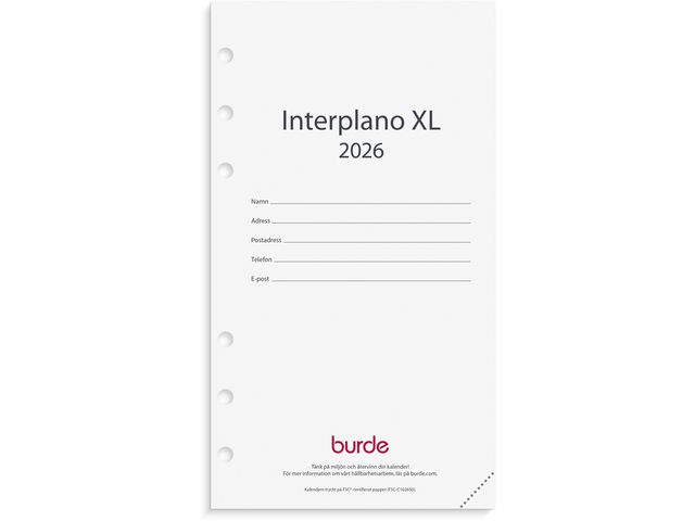 Burde Regent Interplano XL kalendersats 2026 | Almanackor och kalendrar - Systemkalendrar - Regent | Kontorsexperten