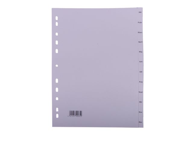 Plastregister A4 jan-dec gr fl | Kontorsmaterial - Pärmar och register - Plastregister - Tryckta | Kontorsexperten