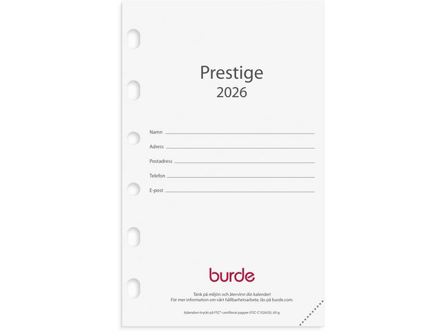 Burde Compact Prestige kalendersats 2026 | Almanackor och kalendrar - Systemkalendrar - Compact | Kontorsexperten