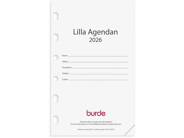 Burde Compact kalendersats Lilla agendan 2026 | Almanackor och kalendrar - Systemkalendrar - Compact | Kontorsexperten