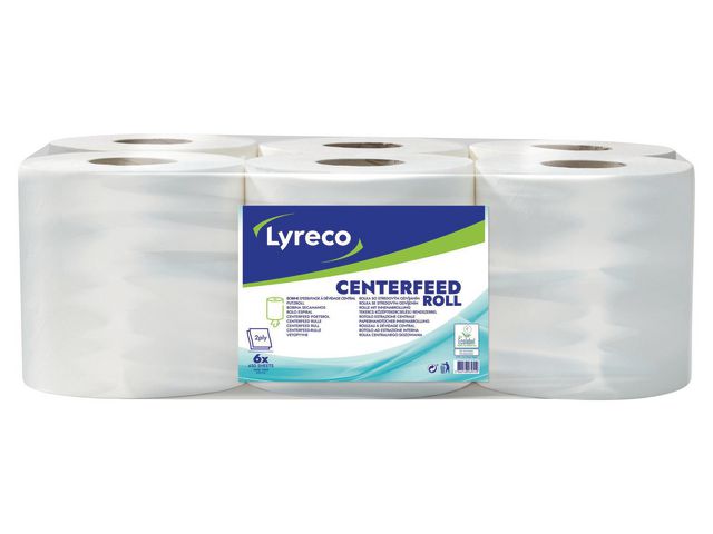 LYRECO Torkrulle Maxi Centerfeed 2-lagers vit 6/fp | Städ och hygien - Toalettpapper och torkpapper - Torkrullar | Kontorsexperten
