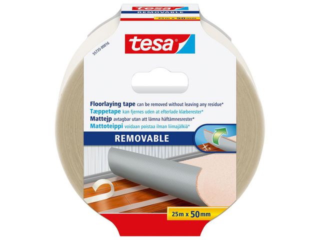 tesa® Mattejp 55735 avtagbar 50mmx25m | Emballage och lagerutrustning - Packtejper - Dubbelhäftande tejp | Kontorsexperten