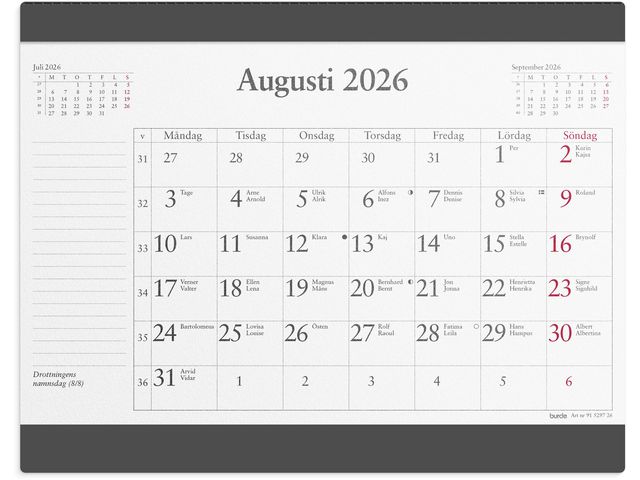 BURDE Musmatta Månadsblock 2026 | Almanackor och kalendrar - Bordskalendrar och skrivunderlägg - Skrivunderlägg - Kalender | Kontorsexperten