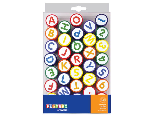 PLAYBOX Stämplar bokstäver och siffror 35 delar | Skola och förskola - Bild och form - Stämpelsatser | Kontorsexperten