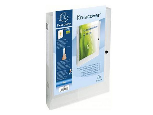 Exacompta Arkivlåda, Kreacover®, tryckknappsförslutning och genomskinlig ficka på framsidan, A4, 240 x 330 x 40 mm, Chromaline-polypropylen, | Kontorsmaterial - Mappar och plastfickor - Boxmappar | Kontorsexperten