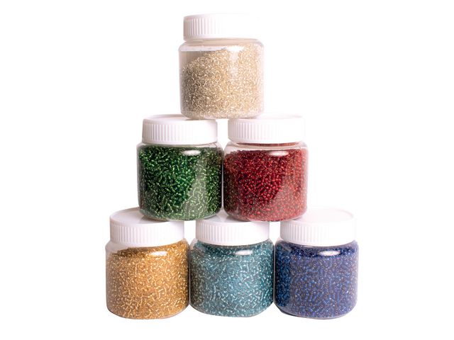 PLAYBOX Glaspärlor Rocaille 6x200g | Skola och förskola - Hobbymaterial - Pärlor | Kontorsexperten