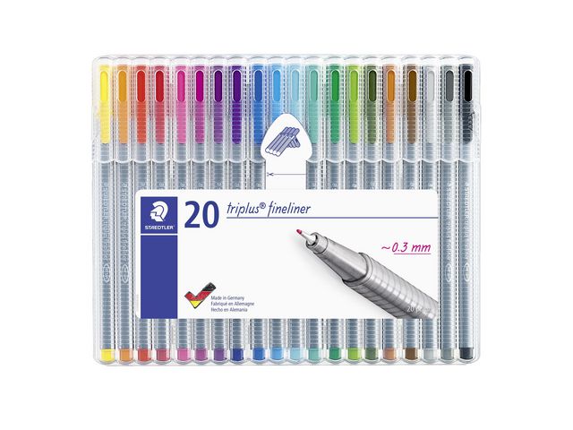 Staedtler Fineliner triplus 20 färger | Kontorsmaterial - Pennor - Finelinerpennor | Kontorsexperten