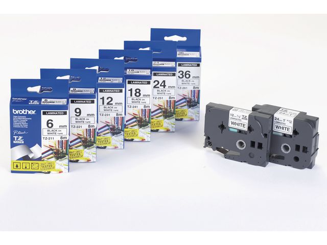 Brother Tape TZE315 6mm vit på svart | Kontorsmaskiner - Märkmaskiner och tape - Tape - Brother TZ | Kontorsexperten