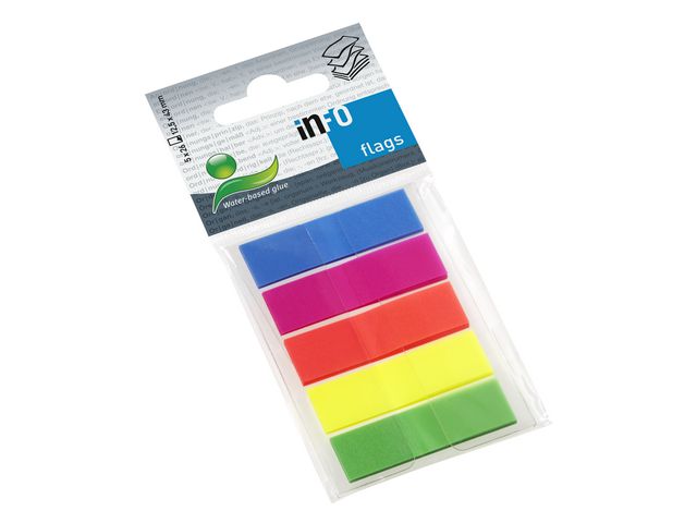 info Index 43x12mm 5 färger plast | Kontorsmaterial - Indexflikar och märkflikar - Indexflikar i plast | Kontorsexperten