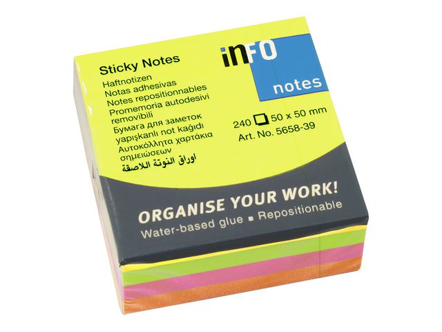 info Notes kub 50x50mm neon | Kontorsmaterial - Notes och Post-It - Notes - Kuber | Kontorsexperten