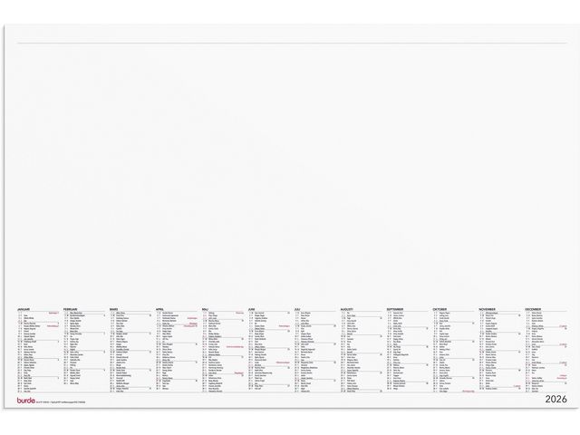 Burde Kalender Skrivunderlägg Elegant 2026 | Almanackor och kalendrar - Bordskalendrar och skrivunderlägg - Skrivunderlägg - Kalender | Kontorsexperten