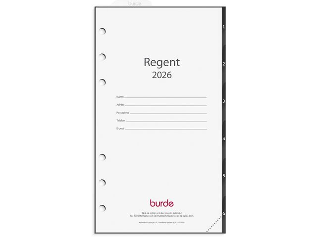 Burde Regent grundsats 2026 | Almanackor och kalendrar - Systemkalendrar - Regent | Kontorsexperten