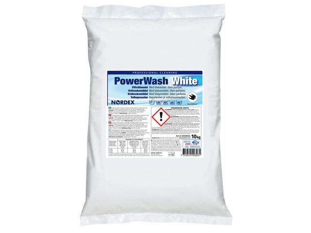 NORDEX Tvättmedel PowerWash, pulver, lågskummande, vit, 10kg | Städ och hygien - Tvättmedel och klädvård - Tvättmedel | Kontorsexperten