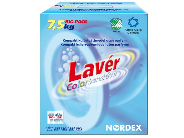 NORDEX Tvättmedel Lavér Colour Sensitive 7,5kg | Städ och hygien - Tvättmedel och klädvård - Tvättmedel | Kontorsexperten