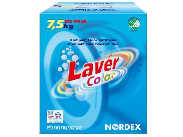 NORDEX Tvättpulver Lavér Colour, lågskummande, färg, parfymerad, 7,5 kg | Städ och hygien - Tvättmedel och klädvård - Tvättmedel | Kontorsexperten