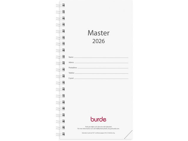Burde Kalender Master refill 2026 | Almanackor och kalendrar - Fickkalendrar - Stora fickkalendrar | Kontorsexperten