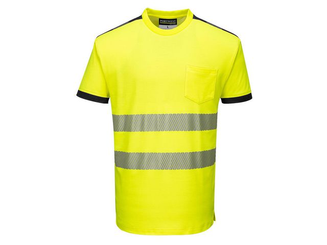 PORTWEST® T-shirt varsel PW T181 kl2 gul 5XL | Arbetskläder - Varselkläder - Varselt-shirts | Kontorsexperten
