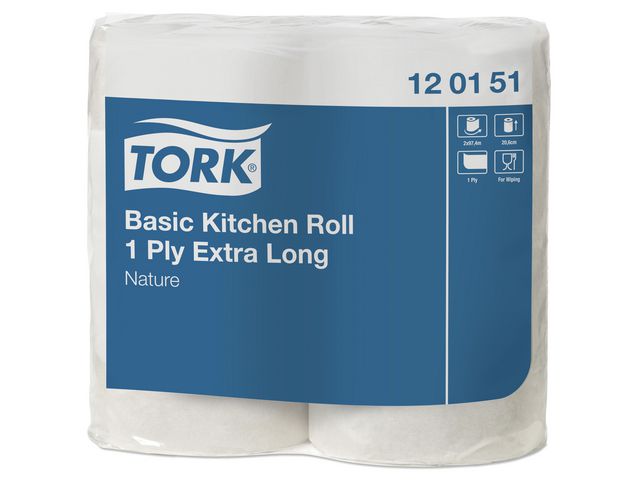 Tork Hushållspapper Universell köksrulle, rulle, 1-lagers, 20 cm x 97 m, vit 2/fp | Städ och hygien - Toalettpapper och torkpapper - Hushållspapper | Kontorsexperten