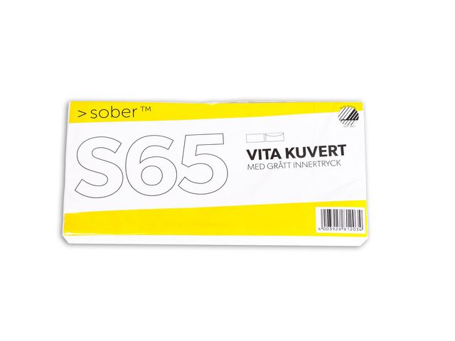 SOBER® Kuvert konsument S65 110x225mm fukthäftande 50/fp | Emballage och lagerutrustning - Kuvert och postemballage - Kuvert - E5 E65 och S65 | Kontorsexperten