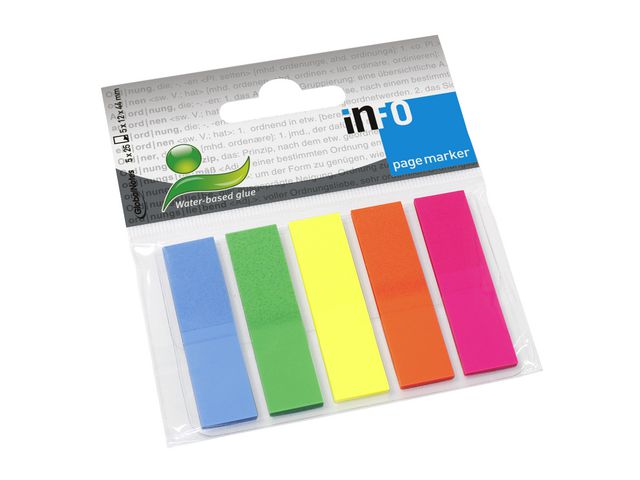 info Index 12x44mm 5 färger | Kontorsmaterial - Indexflikar och märkflikar - Indexflikar i plast | Kontorsexperten