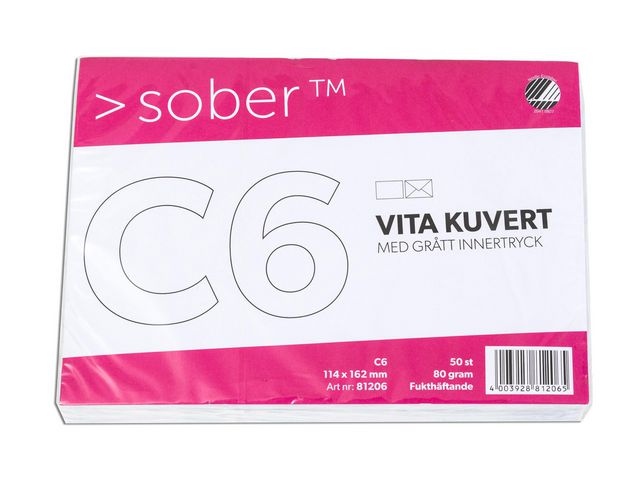 SOBER® Kuvert C6 114x162mm fukthäftande 50/fp | Emballage och lagerutrustning - Kuvert och postemballage - Kuvert - C6 | Kontorsexperten