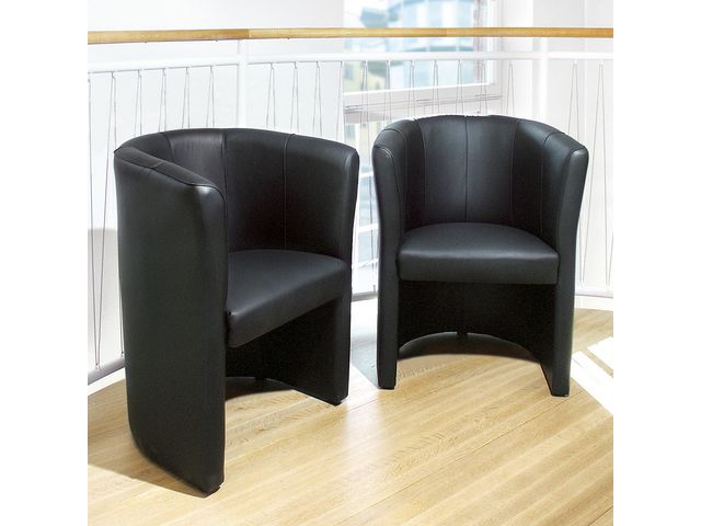 Fåtölj i club-stil, läder, 770 x 590 mm, svart, | Kontorsmöbler och inredning - Stolar och sittmöbler - Fåtölj | Kontorsexperten