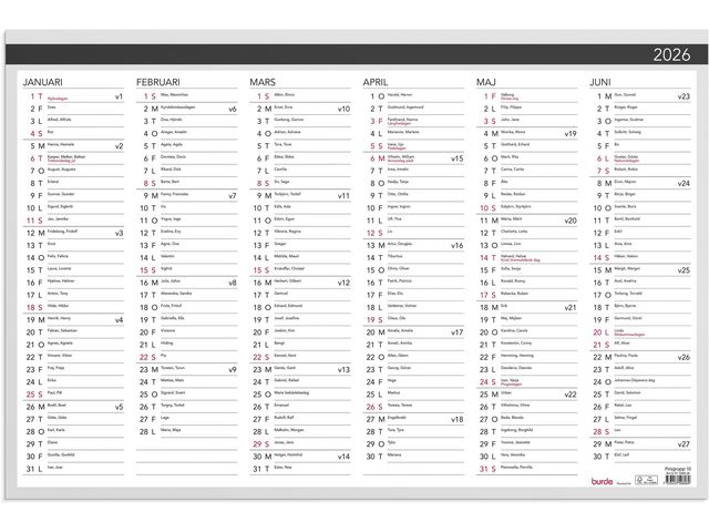 Burde Väggblad Elegant 2026 600x400mm | Almanackor och kalendrar - Väggkalendrar - Väggblad | Kontorsexperten