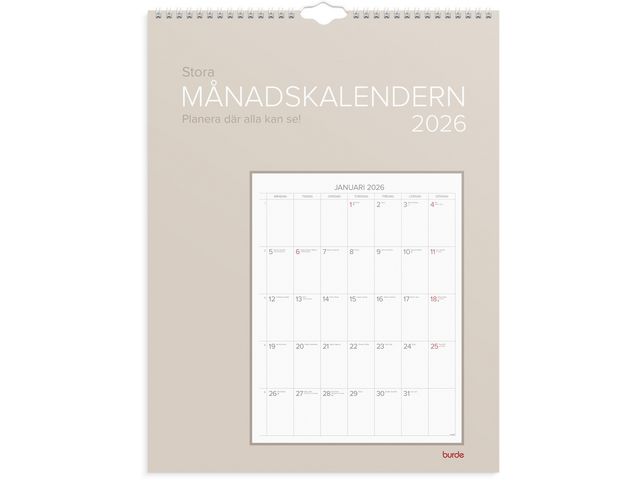 Burde Väggkalender Stora Månadskalendern 2026 | Almanackor och kalendrar - Väggkalendrar - Bildkalendrar | Kontorsexperten