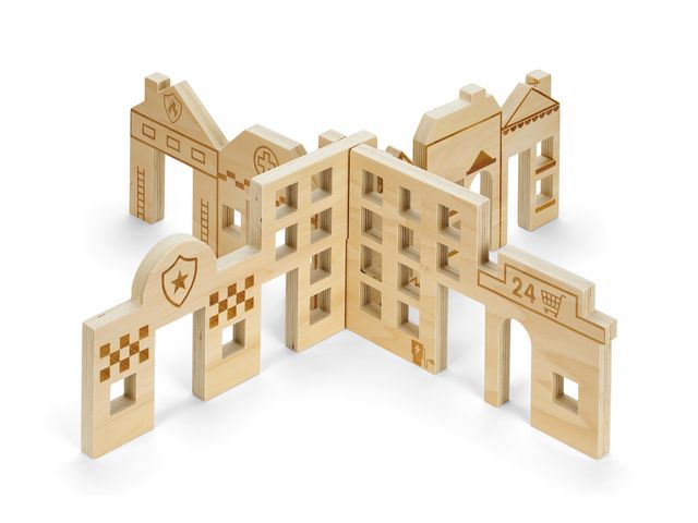 Byggset Staden i trä | Skola och förskola - Lekmaterial - Bygglek, konstruktion och mosaik | Kontorsexperten