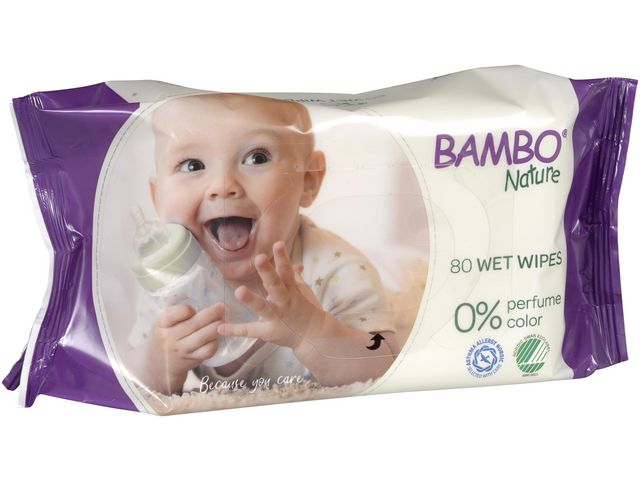 BAMBO Våtservett Nature oparfymerad 80/fp | Städ och hygien - Tvål och hygien - Våtservetter | Kontorsexperten