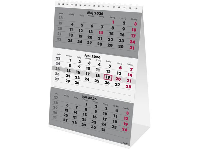 Burde Bordskalender Triplaner 2026 | Almanackor och kalendrar - Bordskalendrar och skrivunderlägg - Bordskalendrar | Kontorsexperten