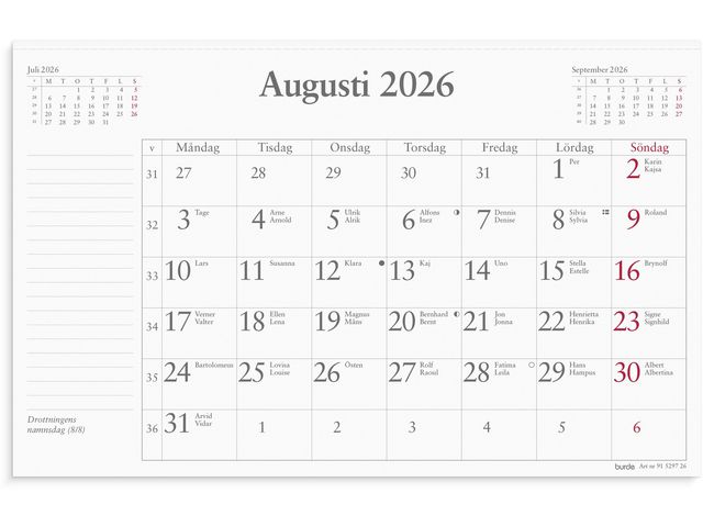 BURDE Månadsblock 2026 240x152mm | Almanackor och kalendrar - Väggkalendrar - Dagblock | Kontorsexperten
