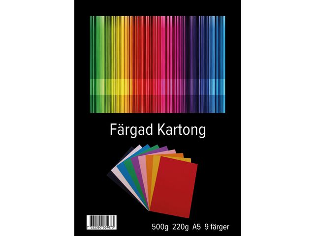 Kartong A5 220g 9 färger | Skola och förskola - Hobbypapper - Kartong | Kontorsexperten