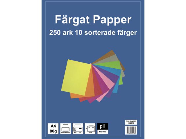 Produktfoto för Kopieringspapper utskrivbara, A4, 80 g/m², olika färger