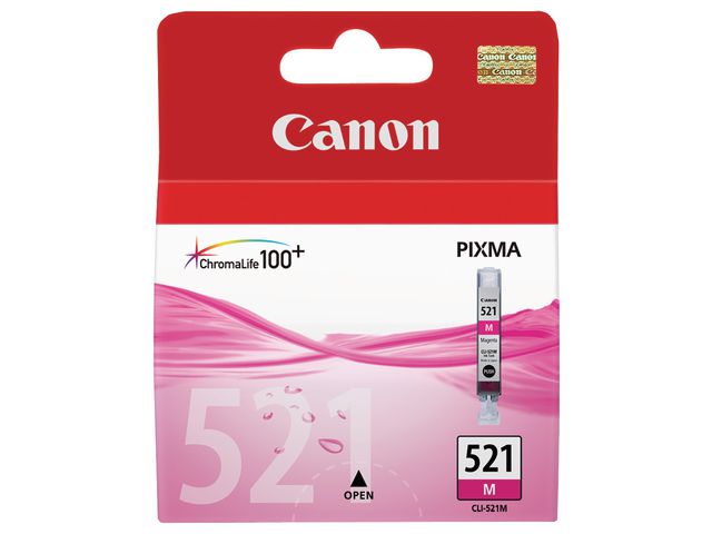 Canon Bläckpatron PIXMA CLI-521 M, 2935B001, ChromaLife100+-bläck, magenta, singelförpackning | Toner och bläck - Bläckpatroner - Bläckpatroner Canon | Kontorsexperten