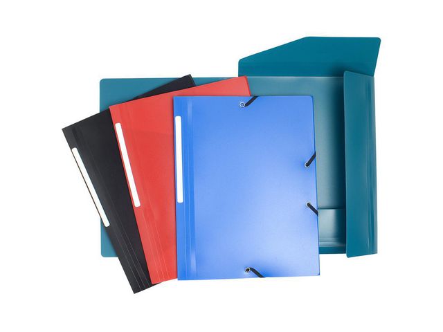 Gummibandsmapp PP sort.fär | Kontorsmaterial - Mappar och plastfickor - Gummibandsmappar 3-klaff - Plast | Kontorsexperten