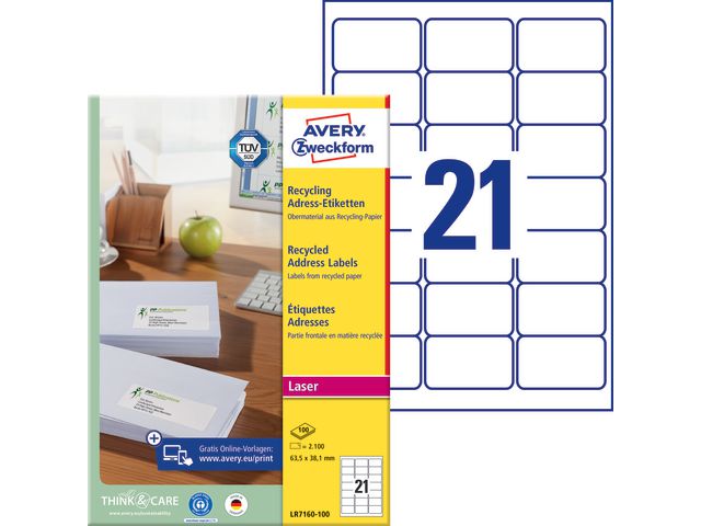 AVERY Etikett QuickPeel x38,1mm 2100/fp | Emballage och lagerutrustning - Etiketter och godsmärkning - Adressetiketter | Kontorsexperten